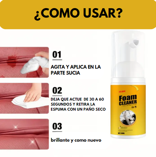 Limpiador Multiusos para el carro y el hogar - Foam Cleaner®️ - LLEVA 3 UNIDADES CON EL 70% DE DESCUENTO