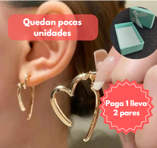 Pendientes En Forma De Corazón - OFERTA 2X1 - Caja de Regalo Incluida