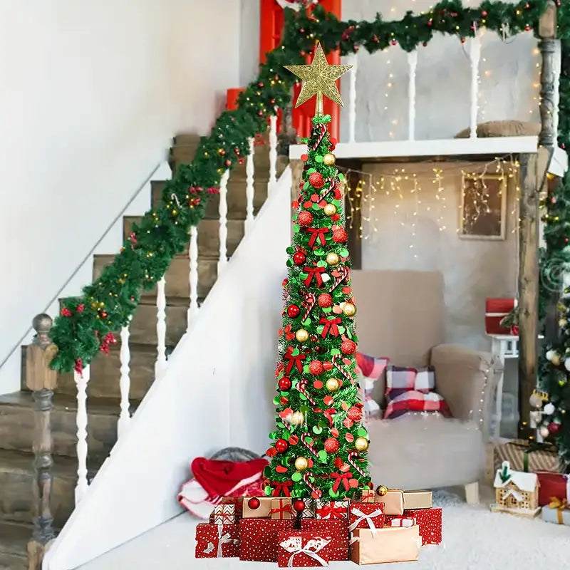 Arbol de Navidad Plegable - Magical Christmas®️ - Obsequio Extensión navideña de 200 bombillos