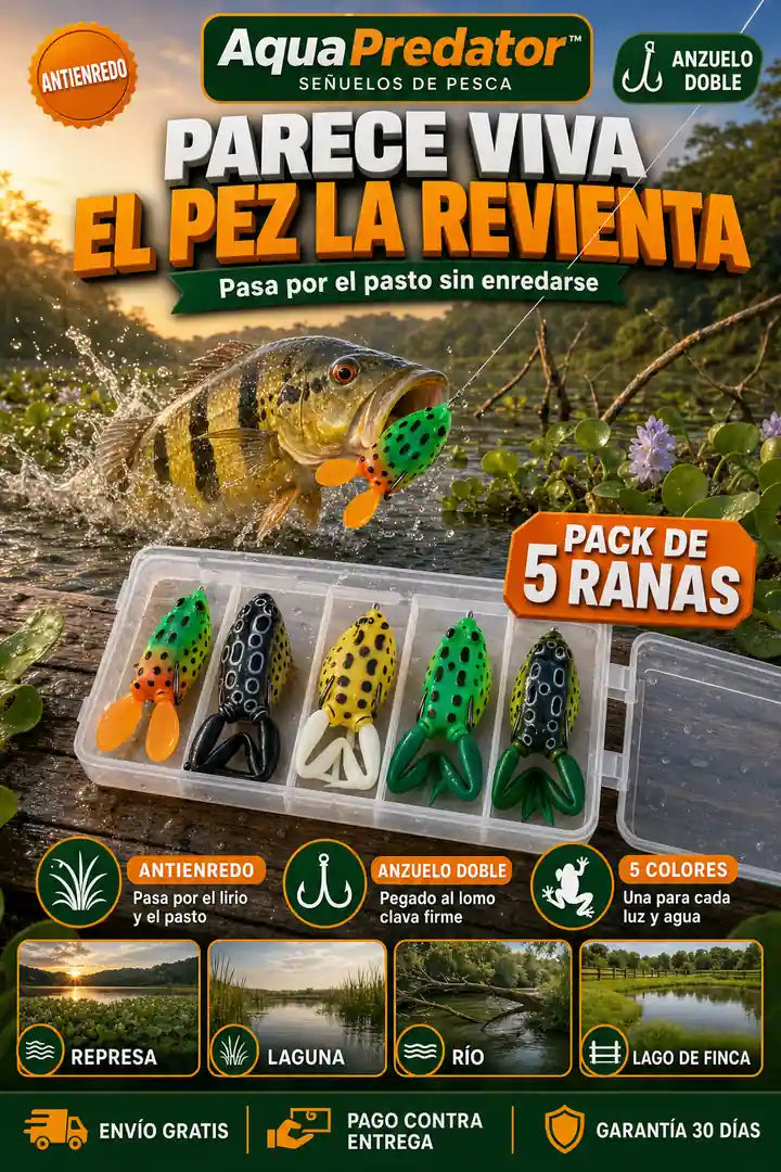 AquaPredator™ PACK DE 5 RANAS🐸 Más ataques. Más emoción. Más capturas.