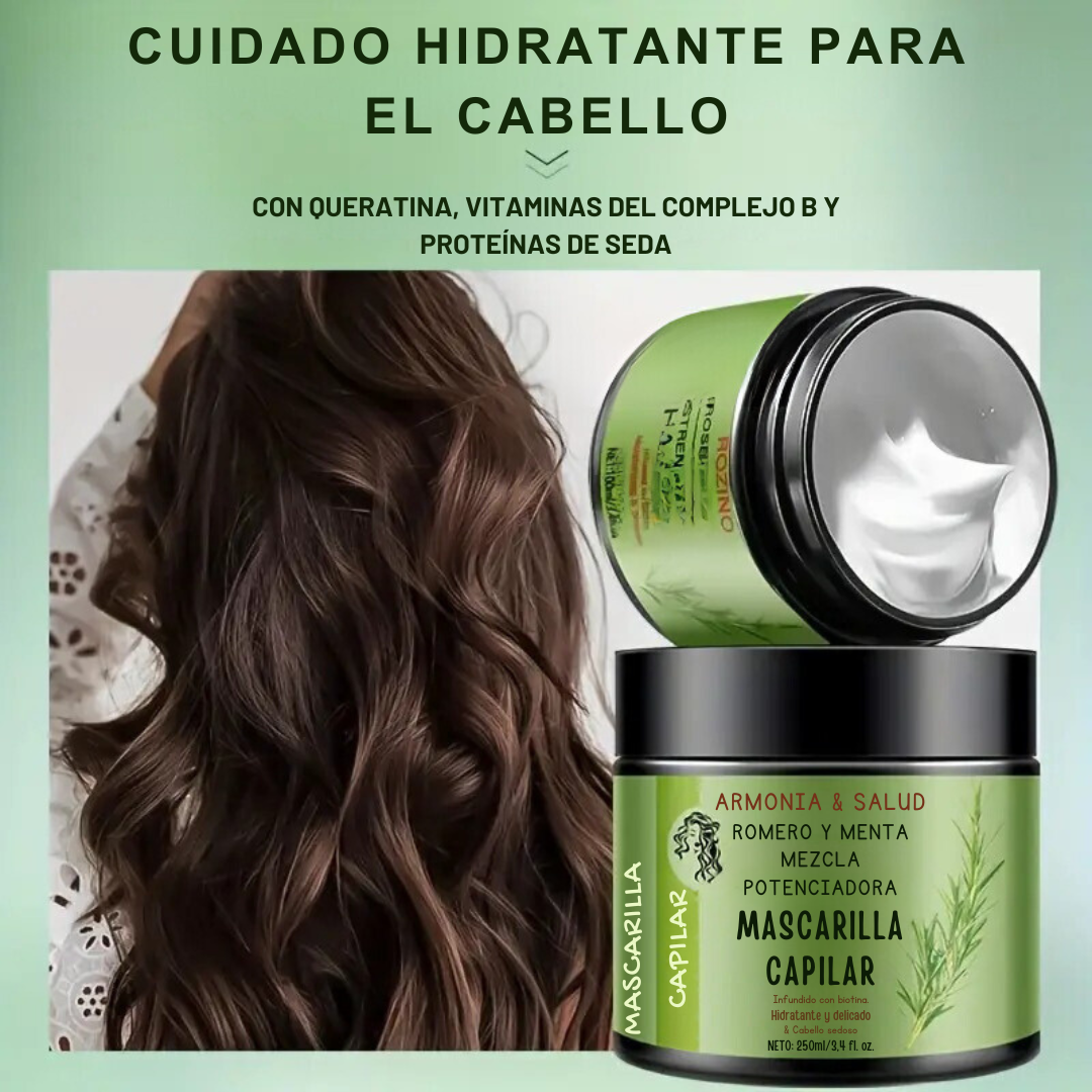 Super Kit de Hidratación Mascarilla y Aceite de Romero - Armonía Y Salud®️ - Tratamiento para el crecimiento y fortalecimiento de tu cabello