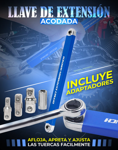 Llave Extensora De Ratchet + 4 ADAPTADORES🛠️Esta llave llega a los espacios que otras no pueden.