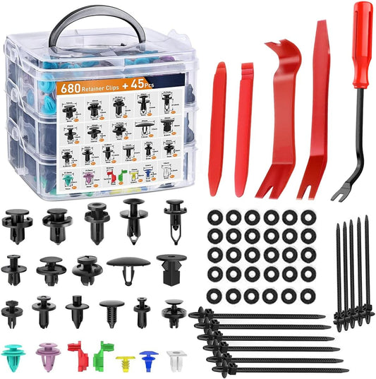 Juego De 680 Clips sujetadores + 45 Piezas adicionales para reparación y extracción.