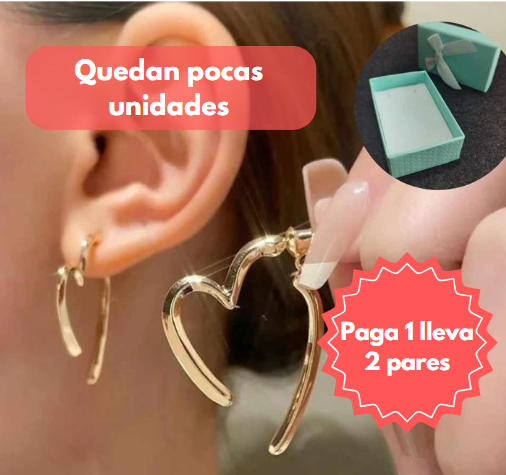 Pendientes En Forma De Corazón  - OFERTA 2X1 - Caja de Regalo Incluida