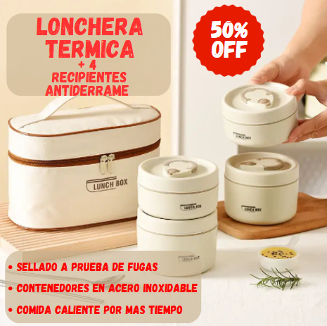 Lonchera Termica Luchbox®️ - Set 4 Puestos -Tu comida caliente por mas tiempo.