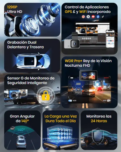 Camara DUAL Para Vehiculo FULL HD 📷 Protege tu carro, tu reputación y tu bolsillo🔐