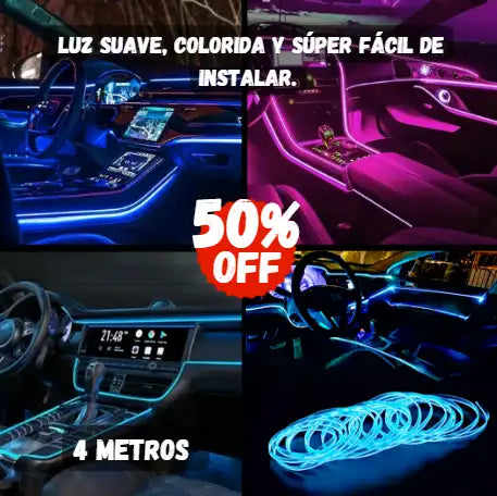 CarMood LED 4 METROS🚨Transforma El Ambiente Dentro De Tu Auto🎁50%OFF
