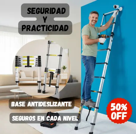 Escalera Telescópica Compacta Pro🪜2 METROS🪜Abre, Usa y Guarda En Segundos.
